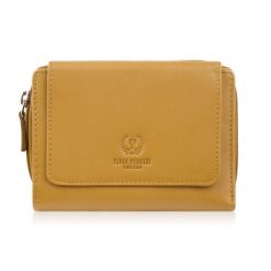 Portfel damski skórzany żółty duży w orientacji poziomej z RFID Paolo Peruzzi SL-07-MNG. Żółte portfele damskie Paolo Peruzzi, bez wzorów, ze skóry. Za 89.00 zł.