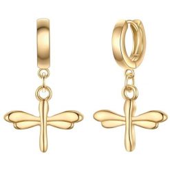 Yokoamii Kolczyki kola z motywem wazki z pozlacanej metalowej stopu 1 ct Damski. Żółte kolczyki damskie Yokoamii, metalowe. Za 149.99 zł.