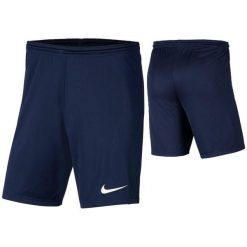 Spodenki piłkarskie męskie Nike Dry Park III treningowe szybkoschnące Dri Fit. Niebieskie szorty męskie Nike, bez kołnierzyka. Za 59.00 zł.