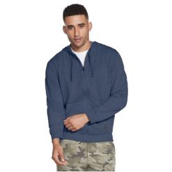 Bluza dresowa sportowa męska Skechers Go Walk Everywhere Full Zip Hoodie. Niebieskie bluzy sportowe męskie Skechers, bez wzorów, z bawełny, sportowe, bez kołnierzyka, bez ramiączek. Za 235.00 zł.