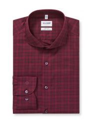 OLYMP Koszula "Level 5" - Body fit - w kolorze czerwono-czarnym rozmiar: 39. Czarne koszule męskie Olymp, bez wzorów, z bawełny, bez kołnierzyka, bez ramiączek. Za 104.39 zł.