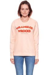 BLUZA WRANGLER DAMSKA WROCKS SWEAT PEACH PARFAIT W601OHYUD 112130375. Pomarańczowe bluzy bez kaptura damskie Wrangler, xs. W wyprzedaży za 69.99 zł.