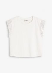 Koszulka z poduszkami na ramionach. Czarne bluzki damskie bonprix, bez wzorów, eleganckie, bez kołnierzyka, bez ramiączek. Za 49.99 zł.