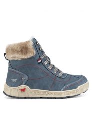 Mustang Trzewiki 1290-607 Niebieski. Niebieskie botki damskie Mustang, z materiału, bez obcasa, na płaskiej podeszwie, bez zapięcia. Za 258.99 zł.