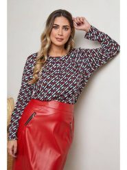 Plus Size Company Bluzka "Acoza" w kolorze granatowo-czerwonym rozmiar: 50. Czerwone bluzki damskie Plus Size Company, plus size, bez wzorów, klasyczne, bez kołnierzyka, plus size, bez ramiączek. Za 87.81 zł.