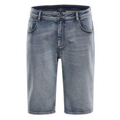Szorty męskie jeansowe Alpine Pro Jenner. Niebieskie szorty męskie Alpine Pro, z bawełny, bez kołnierzyka. Za 199.00 zł.