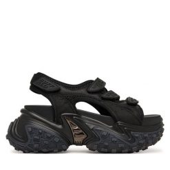 Sandały Buffalo. Czarne sandały damskie Buffalo, bez wzorów, bez obcasa, na płaskiej podeszwie. Za 429.99 zł.