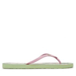 Japonki Roxy. Czerwone klapki damskie Roxy, bez wzorów, bez obcasa. Za 69.99 zł.