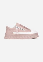 Różowe Buty Sportowe Sneakersy na Żłobionej Platformie ze Skórzaną Wkładką Oilitana. Czerwone sukienki niemowlęce Renee, bez wzorów, z jeansu, bez ramiączek. Za 99.99 zł.
