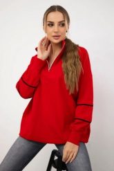 Bluza z suwakiem i kieszeniami czerwona. Czerwone bluzy bez kaptura damskie KESI, l, z bawełny. Za 178.78 zł.