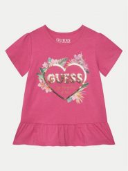 Guess T-Shirt K5GI10 K6YW Różowy Regular Fit. Czerwone koszulki dziewczęce Guess, z aplikacjami, z bawełny, bez ramiączek. Za 69.99 zł.