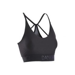 Oddychający stanik do tańca nowoczesnego czarny. Czarne biustonosze sportowe damskie DOMYOS, bez wzorów, z elastanu. Za 39.99 zł.