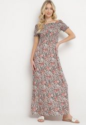 Czarno-Beżowa Sukienka Hiszpanka Długa z Bawełny w Kwiatowy Print Mrosa. Czarne sukienki damskie Born2be, na imprezę, na lato, l, bez wzorów, z bawełny, boho, bez kołnierzyka, bez ramiączek, maxi, kopertowe. W wyprzedaży za 55.99 zł.