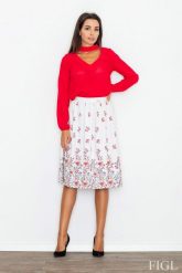 Ecru Spódnica Rozkloszowana Midi w Kolorowe Kwiaty. Niebieskie spódniczki damskie Figl, l, bez wzorów, z elastanu, midi, rozkloszowane. Za 189.00 zł.