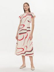 Tommy Hilfiger Sukienka codzienna WW0WW42031 Beżowy Relaxed Fit. Brązowe sukienki damskie Tommy Hilfiger, na co dzień, bez wzorów, ze lnu, bez kołnierzyka, bez ramiączek, proste. Za 499.99 zł.