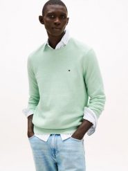 Tommy Hilfiger sweter Mężczyźni Bawełna zielony, S. Zielone swetry męskie Tommy Hilfiger, m, bez wzorów, z bawełny, bez kołnierzyka. Za 329.95 zł.