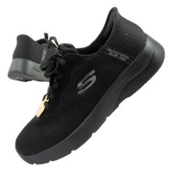 Buty Skechers Dynamight 2.0 Slip-Ins 150480/BBK czarne. Czarne buty sportowe na co dzień damskie bez wzorów, z gumy. Za 553.48 zł.