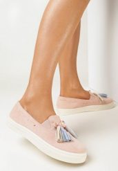 Różowe Półbuty na Grubej Podeszwie z Chwostami Fatuma. Czerwone półbuty damskie Born2be, bez wzorów, eleganckie, bez obcasa. Za 49.99 zł.