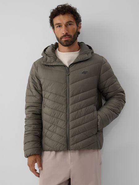 4F Kurtka z wypełnieniem syntetycznym męska - khaki 3XL. Brązowe kurtki męskie 4f, m, bez wzorów, z materiału, klasyczne, z kapturem. Za 269.99 zł.