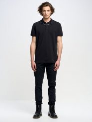 Koszulka męska polo czarna Markolinos 906. Czarne koszulki polo męskie Big Star, l, bez wzorów, z jeansu, bez ramiączek. Za 139.99 zł.