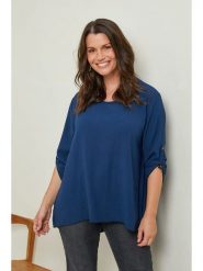 Curvy Lady Bluzka w kolorze granatowym rozmiar: 48/50. Niebieskie bluzki damskie Curvy Lady, bez wzorów, klasyczne, bez kołnierzyka, bez ramiączek. Za 69.58 zł.