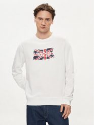 Pepe Jeans Bluza Ruwan PM582669 Biały Regular Fit. Białe bluzy bez kaptura męskie Pepe Jeans, m, z bawełny. Za 259.99 zł.