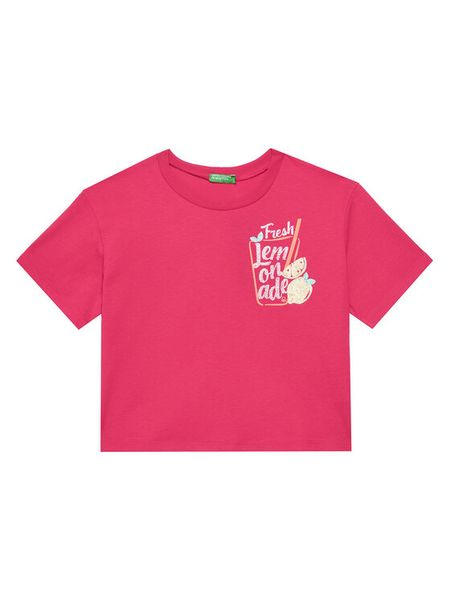 United Colors Of Benetton T-Shirt 35RYC10OZ Różowy Regular Fit. Czerwone koszulki dziewczęce United Colors Of Benetton, bez wzorów, z bawełny, bez ramiączek. Za 39.99 zł.