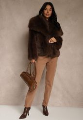 Brązowe Jeansy Mom Fit High Waist Kasena. Brązowe jeansy damskie Renee, z podwyższonym stanem. Za 99.99 zł.