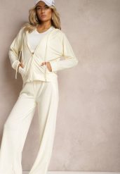 Jasnożółty Luźny Komplet Dresowy Szerokie Spodnie i Bluza z Kapturem Gossame. Żółte bluzy z kapturem damskie Renee, s, z dresówki. Za 74.99 zł.