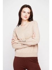 C& Jo Sweter w kolorze beżowym rozmiar: 42. Brązowe swetry klasyczne damskie C& Jo, ze splotem, bez kołnierzyka. Za 117.45 zł.