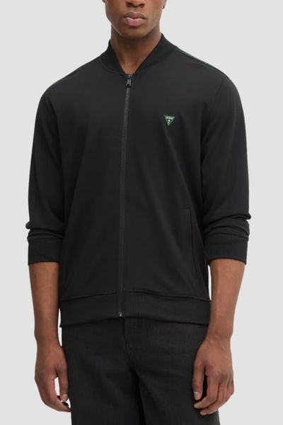 GUESS Czarna bluza męska rozpinana Truck Interlock, Rozmiar M. Czarne bluzy bez kaptura męskie Guess, m, z wiskozy. W wyprzedaży za 290.99 zł.