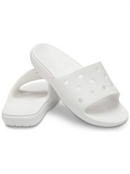 Crocs Klapki "Classic" w kolorze białym rozmiar: 38/39. Białe klapki damskie Crocs, bez wzorów, bez obcasa. Za 78.84 zł.