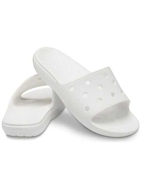 Crocs Klapki "Classic" w kolorze białym rozmiar: 38/39. Białe klapki damskie Crocs, bez wzorów, bez obcasa. Za 78.84 zł.