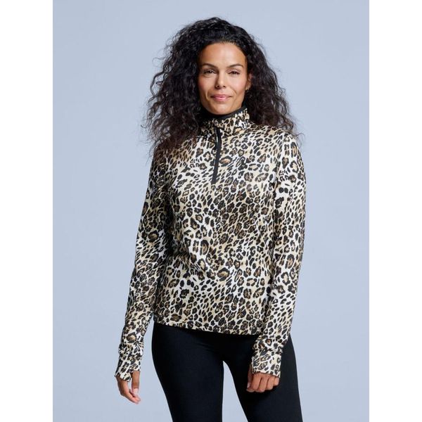 Bluza narciarska - Damska - Arty - Wzór w panterkę. Brązowe bluzy bez kaptura damskie POEDERBAAS, m, z elastanu. Za 264.52 zł.