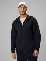 4F Bluza dresowa regular z kapturem męska - granatowa L. Niebieskie bluzy z kapturem męskie 4f, l, z bawełny. Za 169.99 zł.