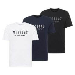 3-Pak T-Shirt Mustang Style Alex Biały Granatowy Czarny. Białe t-shirty męskie Mustang, uniwersalny, bez wzorów, bez kołnierzyka. W wyprzedaży za 119.99 zł.