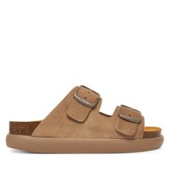 Klapki Scholl. Brązowe klapki damskie Scholl, bez wzorów, bez obcasa. Za 289.99 zł.