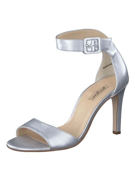 Paul Green Skórzane sandały w kolorze srebrnym na obcasie rozmiar: 37,5. Szare sandały damskie Paul Green, bez wzorów, bez obcasa, na koturnie. Za 190.97 zł.