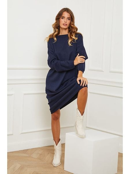 Joséfine Sukienka dzianinowa "Fastidius" w kolorze granatowym rozmiar: M. Niebieskie sukienki damskie Joséfine, m, bez wzorów, z dzianiny, bez kołnierzyka, bez ramiączek, maxi. Za 214.19 zł.