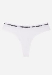 Białe Majtki Typu Stringi z Bawełną i Napisami Veza. Białe stringi damskie Born2be, l, bez wzorów, z bawełny. Za 7.99 zł.