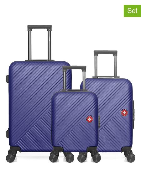SWISS KOPPER 3-częściowy zestaw "Spiez" w kolorze granatowym rozmiar: onesize. Niebieskie walizki SWISS KOPPER, bez wzorów, z materiału. Za 594.39 zł.