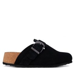 Klapki Tamaris. Czarne klapki damskie Tamaris, bez wzorów, bez obcasa. Za 379.99 zł.