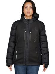 Geographical Norway Kurtka zimowa "Beachwood" w kolorze czarnym rozmiar: L. Czarne kurtki damskie Geographical Norway, na zimę, l, z aplikacjami, z puchu, bez kaptura. Za 287.16 zł.