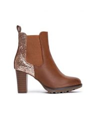 Foreverfolie Botki w kolorze karmelowym rozmiar: 38. Brązowe botki damskie Foreverfolie, z materiału, eleganckie, bez obcasa, bez zapięcia. Za 121.99 zł.