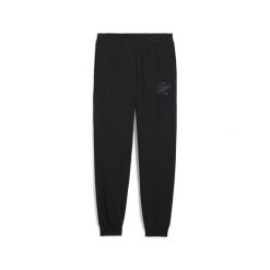 Młodzieżowe spodnie dresowe Essentials Script PUMA Black. Czarna spodnie dresowe damskie Puma, m, bez wzorów, z dresówki. W wyprzedaży za 114.00 zł.