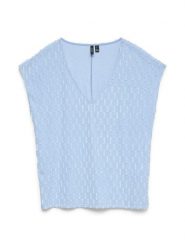 Vero Moda Bluzka w kolorze błękitnym rozmiar: XL. Niebieskie bluzki damskie Vero Moda, xl, bez wzorów, bez kołnierzyka, bez ramiączek. Za 62.03 zł.