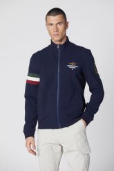 AERONAUTICA MILITARE Granatowa męska bluza rozpinana. Niebieskie bluzy bez kaptura męskie AERONAUTICA MILITARE, l. W wyprzedaży za 559.99 zł.