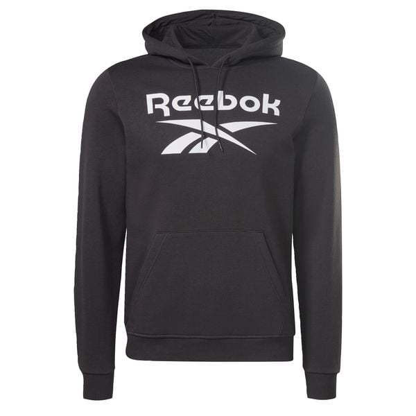Bluza dresowa męska REEBOK kangurka. Czarne bluzy bez kaptura męskie Reebok, bez wzorów, z dresówki, sportowe, bez kołnierzyka, bez ramiączek. Za 259.00 zł.