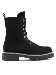 Jenny Fairy Trzewiki ENIDE WS6113-02 Czarny. Czarne botki damskie Jenny Fairy, z materiału, bez obcasa, na płaskiej podeszwie, bez zapięcia. Za 109.99 zł.