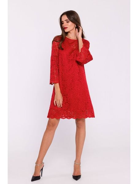 Stylove Sukienka w kolorze czerwonym rozmiar: XL. Czerwone sukienki damskie Stylove, xl, bez wzorów, z koronki, bez kołnierzyka, bez ramiączek, mini. Za 245.96 zł.